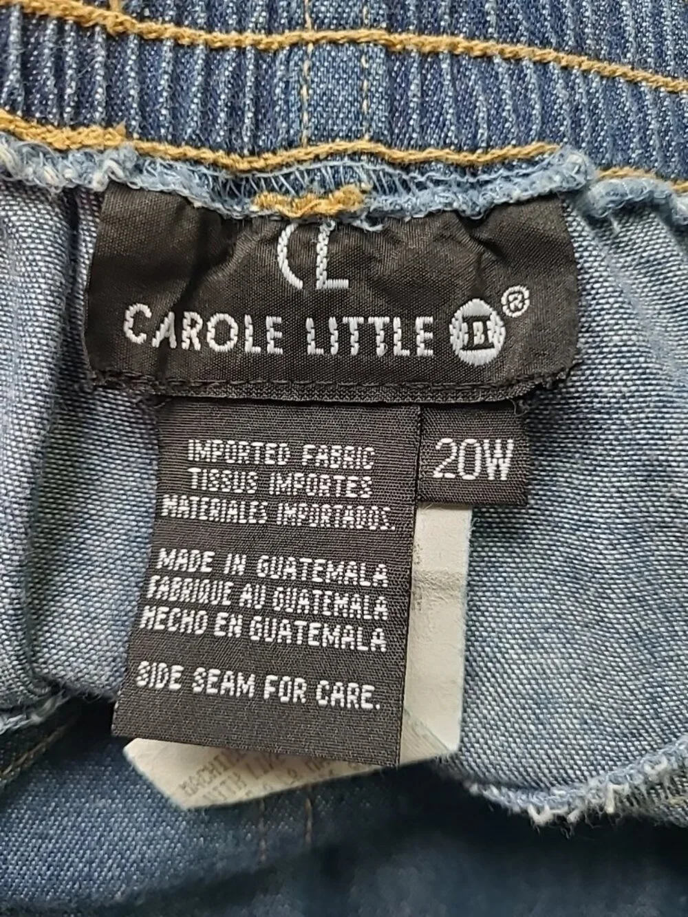 Vintage 90s Denim Maxi Skirt Jean Skirt 20W Y2K Button Front A Line Elastic Back - Picture 5 of 16